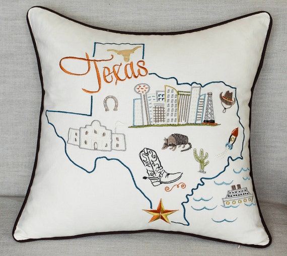 Free Shipping-Texas State Embroidered Pillow cover Decorative