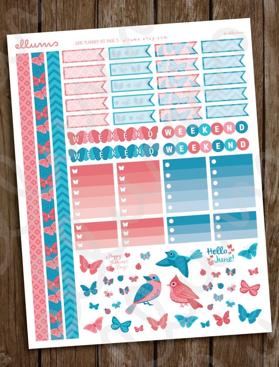 June Planner Stickers PRINTABLE Instant Download EC by ellums
