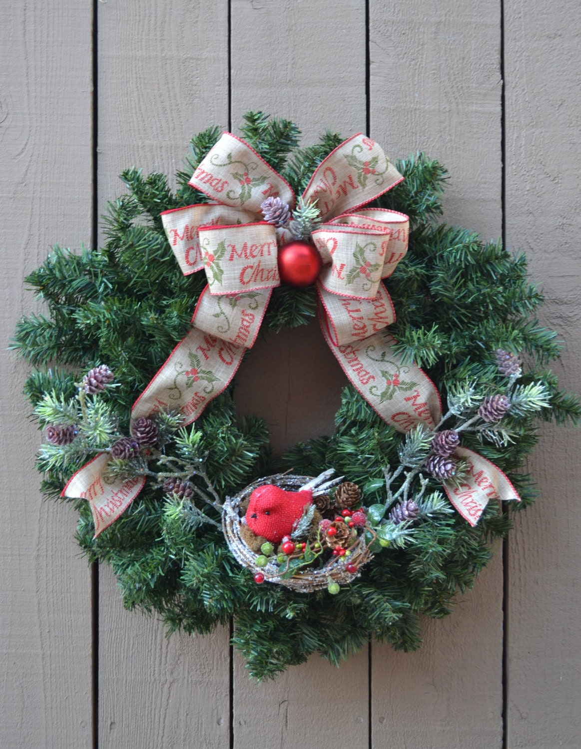 Red Bird Christmas Wreath