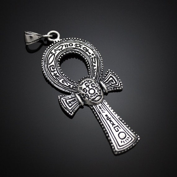 Silver Ankh Pendant Solid Sterling Silver Egyptian by KarmaBlingz
