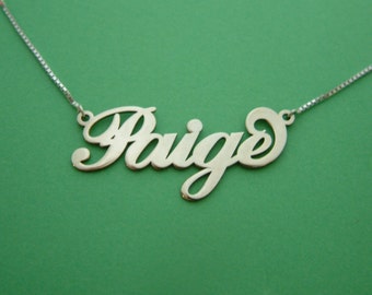 Carrie Style Name Necklace / Paige / Any Name / Name Necklace / Name Necklaces Silver/ Personalized Necklace / Girls Nameplate Necklace