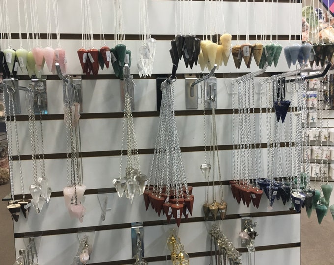 Natural Crystal Pendulums in various colors and stones- Cut from All Natural Crytals & Minerals in Brazil Healing Crystals \ Metaphysical