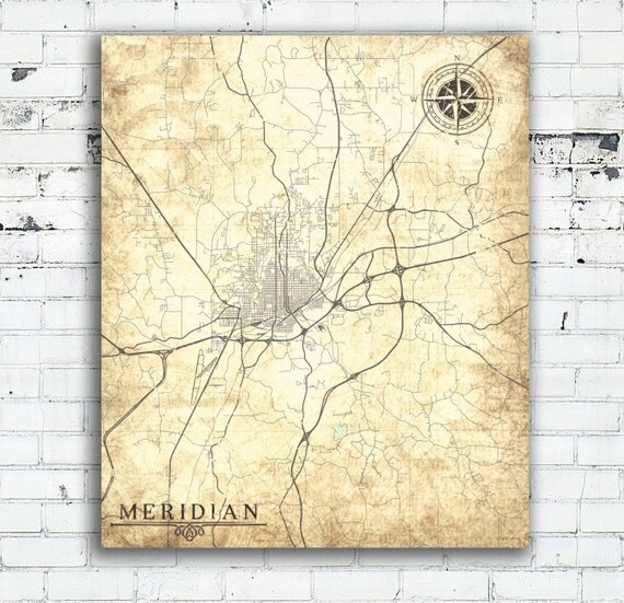 MERIDIAN MS Canvas Print Mississippi Ms City Town Vintage Map   Il 570xN.974777586 Ixzy 