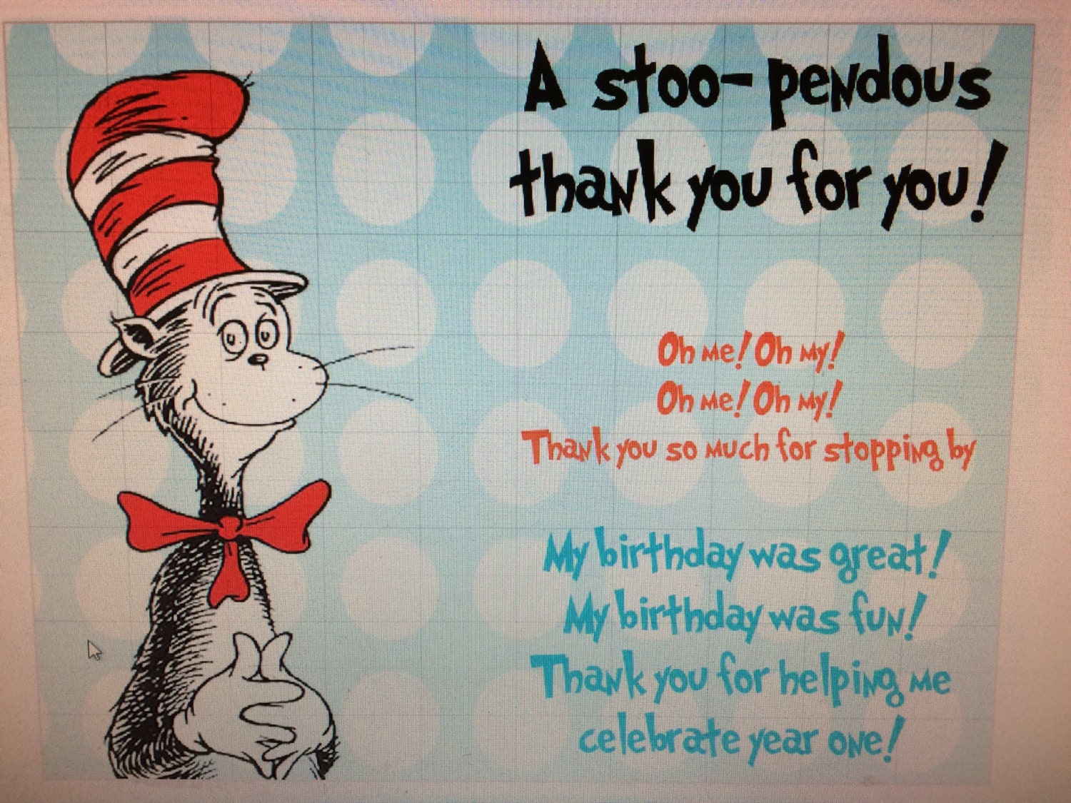 Dr Seuss Thank you cards 12 we can customize by BestPartyEverInc