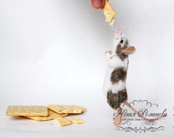 RESERVED Made to order Mouse Needle felted fancy mouse or rat, Wool figurine, Handmade Ooak animal art doll