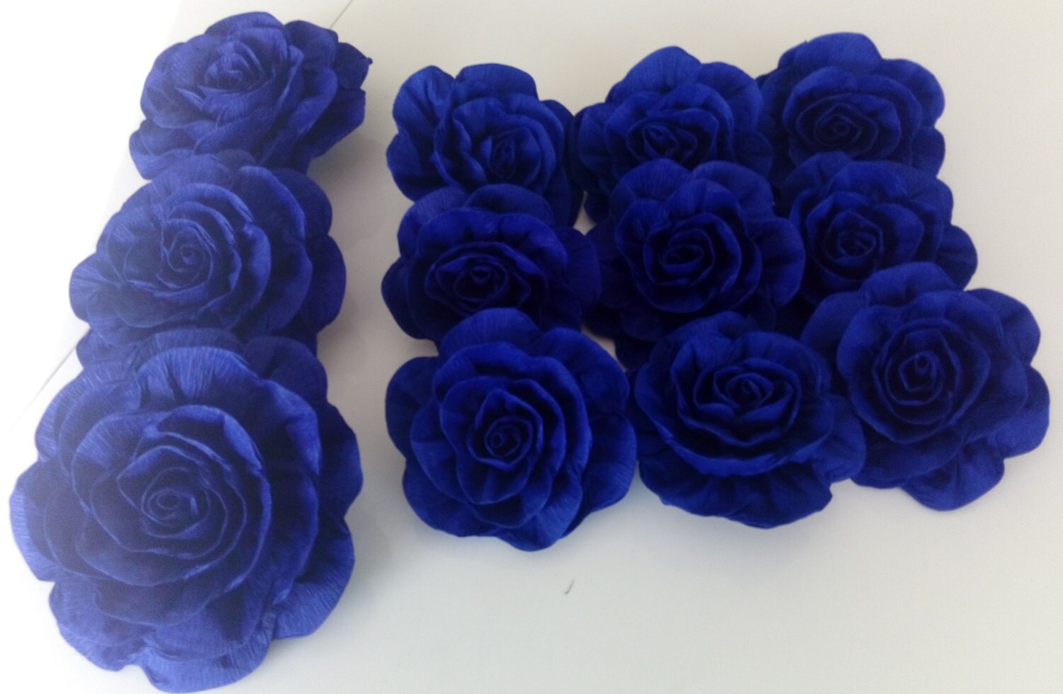 12 Royal Navy Blue giant large Crepe paper flowers cobalt