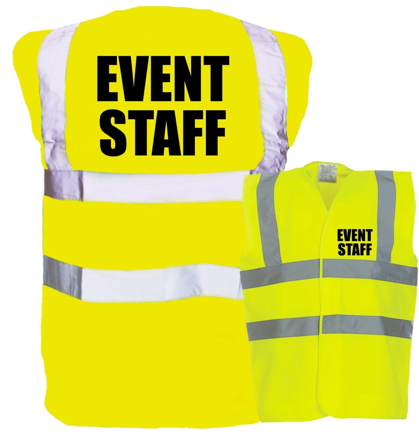 Adult Event Staff Enhanced Safety Vest Waistcoat Hi Viz/Vis