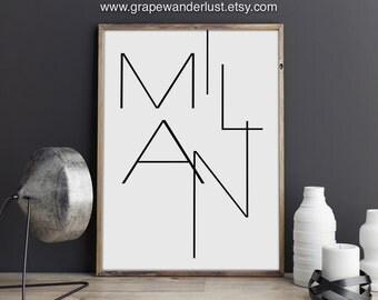 Milan art, Milan print, Italy print, Italy wall art, Italy art, Modern Minimalist, Black and white art, scandinavian modern, office décor