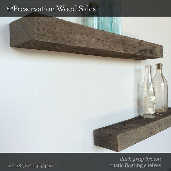 Floating Shelves: Set of 3 Dark Gray Brown by