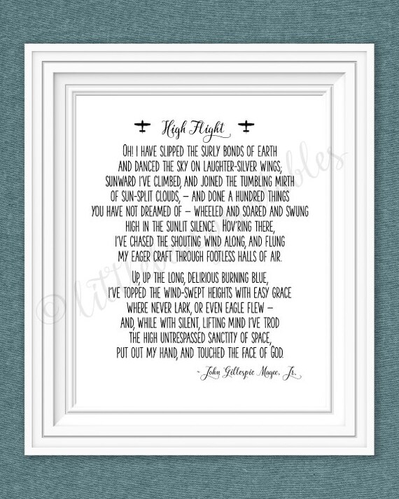 Aviation quote printable wall art High Flight printable