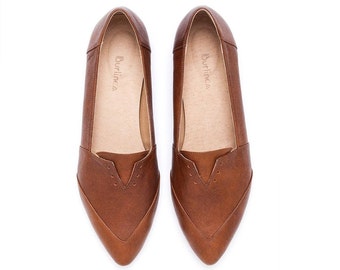 Sale 40% off! Women's shoes. Brown shoes. Brown flats, evening shoes, handmade leather shoes by Burlinca on etsy. Franz model.