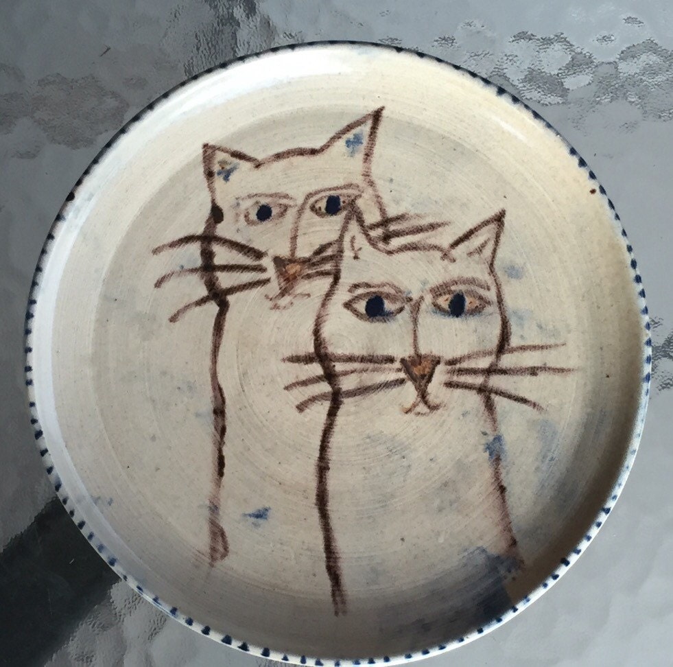 Ceramic plate cats pottery plate cat plate by
