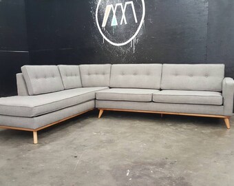 Mid Century Modern Sectional Chaise Sofa