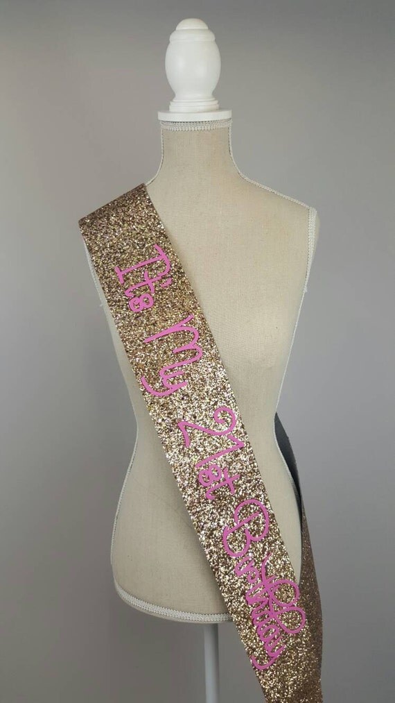 21st Birthday Sash Glitter Sash Personalised Sash by NoraKatie