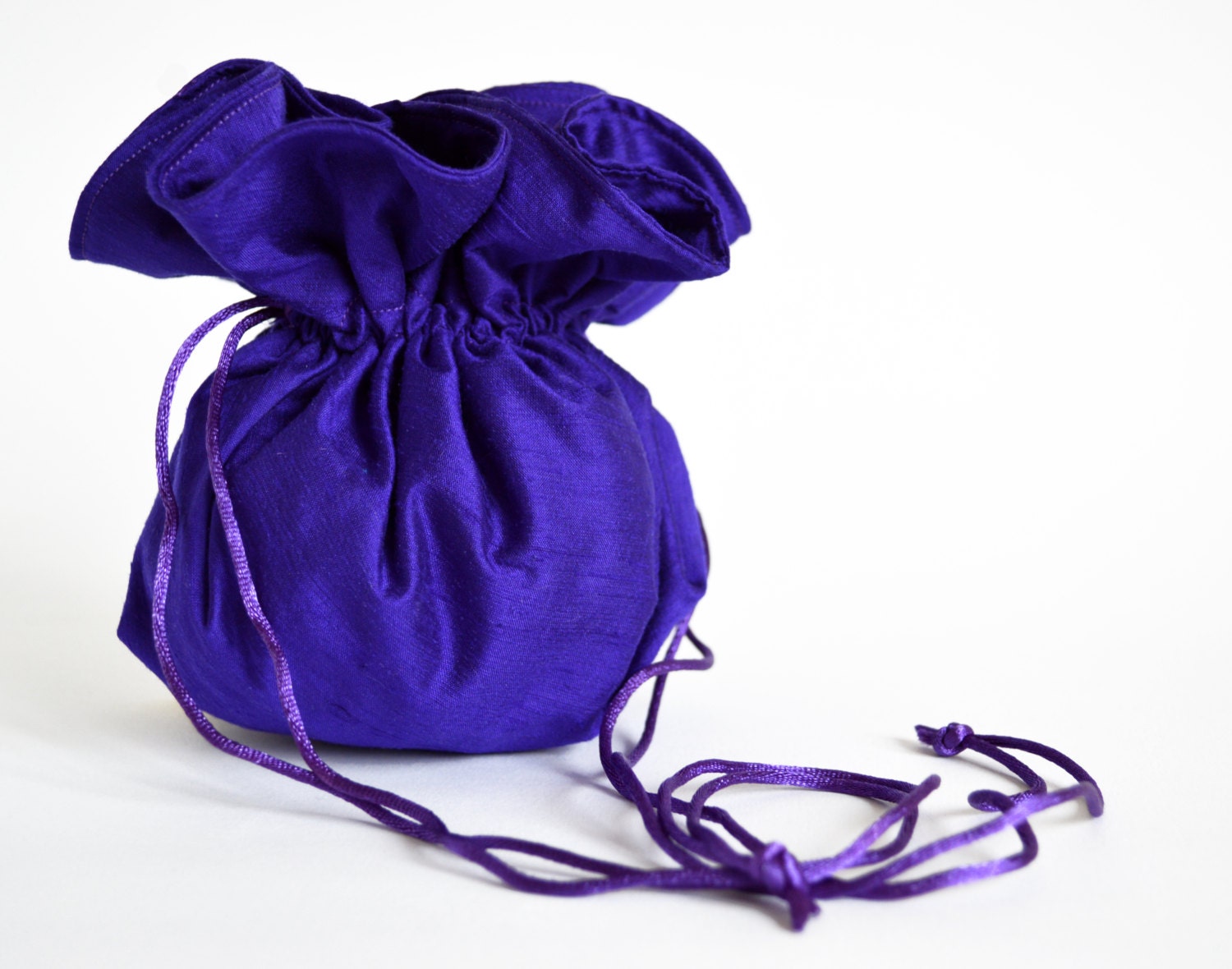 Purple Silk Drawstring bag Silk bag Purple Silk Pouch