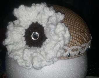Brown and White Fascinator
