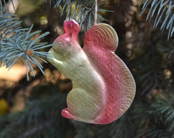 Vintage Soviet Christmas squirrel cardboard ornament, New Year/Christmas ornament, Soviet squirrel ornament, retro Christmas decoration