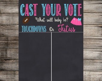 Touchdowns or Tutus Gender Reveal Vote, Gender Reveal Party, Boy or Girl, What Will Baby Be? Gender Reveal Party -Digital Download