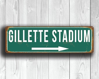 GILLETTE STADIUM Signs, Vintage style Gillette Stadium Sign, Home of New England Patriots, Patriots Sign, Football Gifts, Signs
