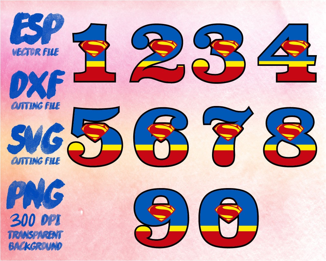 superman number clipart svg cutting esp vectors files t