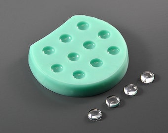Silicone mold 8 x 3.5 mm lenses 10 pcs one size - Round cabochons - For earrings, pendants, jewelry - Mould for epoxy resin, polymer clay