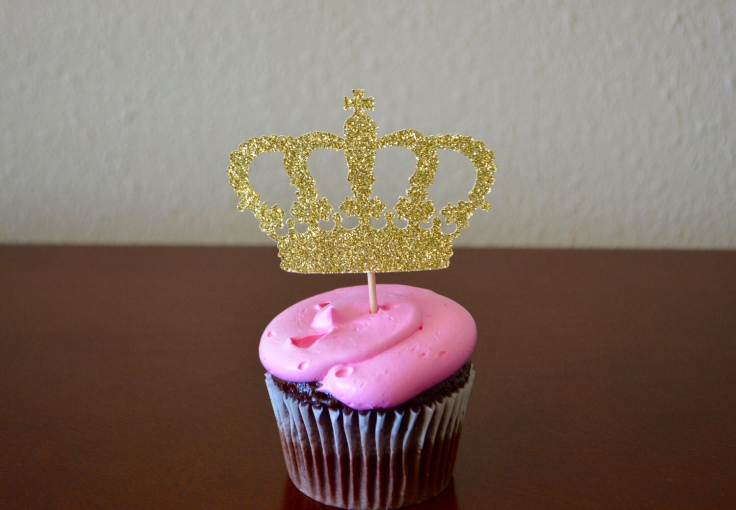 Gold Crown Cupcake Toppers Set of 8 by HappyCraftyJoy on Etsy