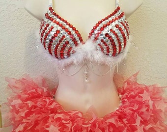 36B Purge costume bra w/ tutu. (Red) Inspired by the Purge, the flag, stars and stripes, Forth of July, fireworks, Uncle Sam. Free shipping!