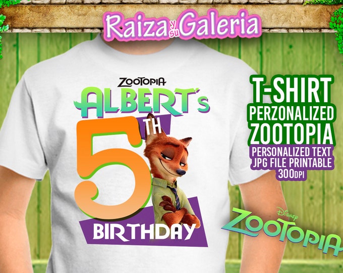 T-shirt Disney Zootopia Personalized - Iron On t-shirt transfers! We deliver your order in record time!, less than 4 hour! Best Value