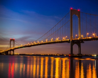 Bronx Whitestone Bridge Queens Skyline at Night Bronx