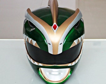 1:1 Scale Halloween Costume, Mighty Morphin Power Ranger Helmet Costume Mask, Power Ranger Cosplay Green Ranger Bat in The Sun PR16