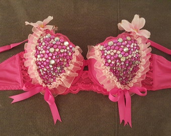 Pink rave bra | Etsy