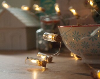 1m/3m Warm White Miniature Glass Bottle Fairy Lights (Battery)