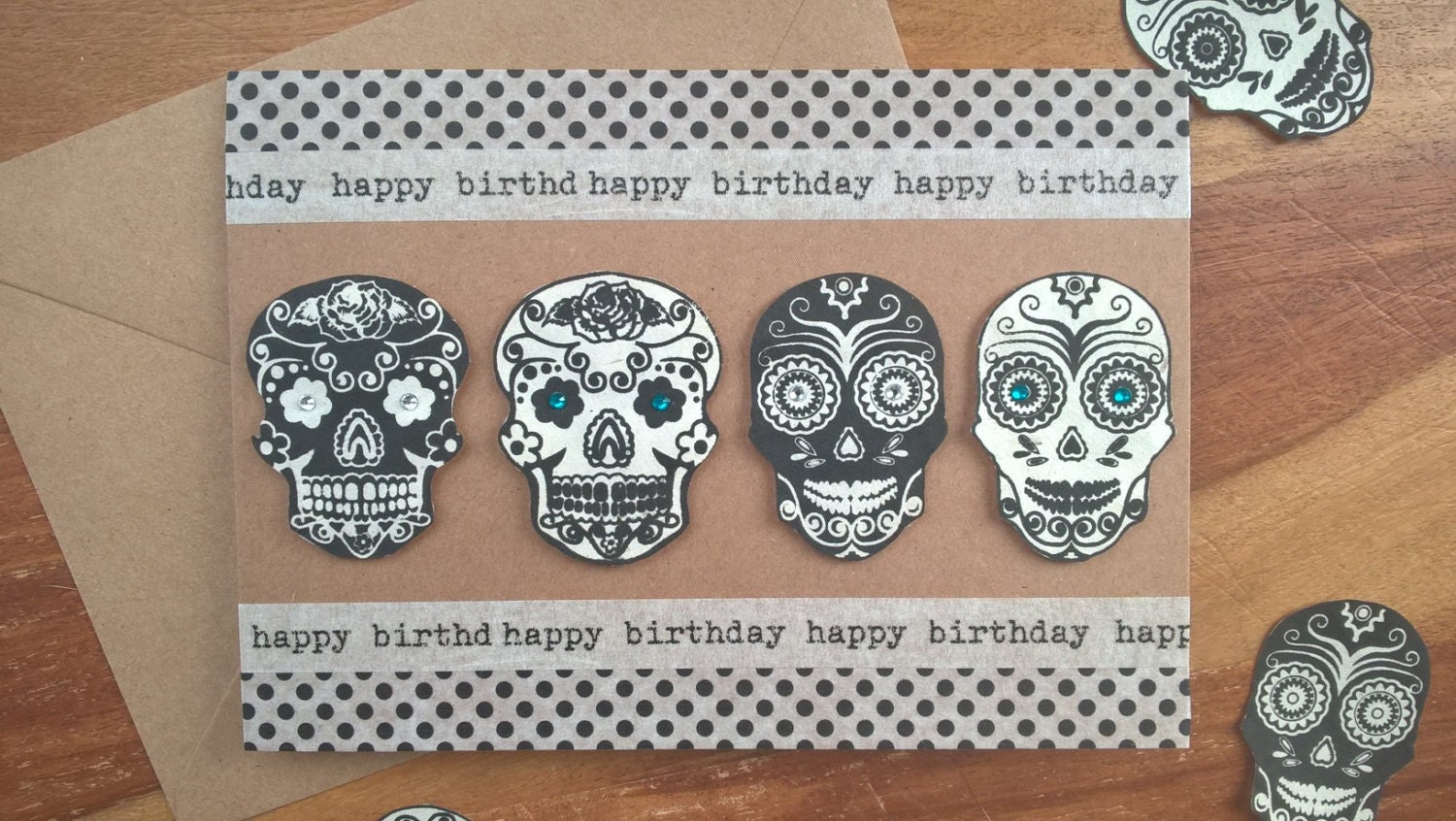 Polkadot Sugar Skull birthday card