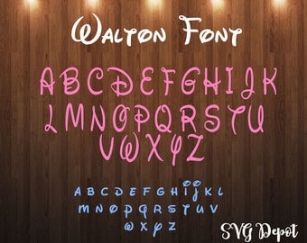 Walton Font svg file, font svg, cut file, instant download, disney font svg