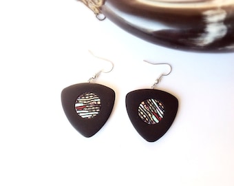 Black earrings , Everyday earrings , Modern Earrings , Polymer clay earrings , Dangle Drop earrings, Contemporary earrings