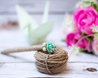 Wedding Guest Book Pen Wedding GuestBook Pen Rustic Pen Chic Wedding Mint Aqua Flower