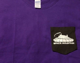 Space mountain Pocket T-Shirt Disney inspired- character- Pocket Tee- clothing- tee- T-Shirt- Disney parks- magic kingdom- glow in the dark