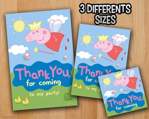 Peppa Pig Thank You Card and Tag INSTANT DOWNLOAD Peppa
