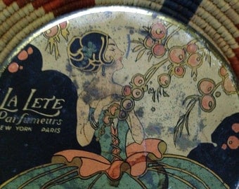 La Lete Perfumery powder tin from the 20's