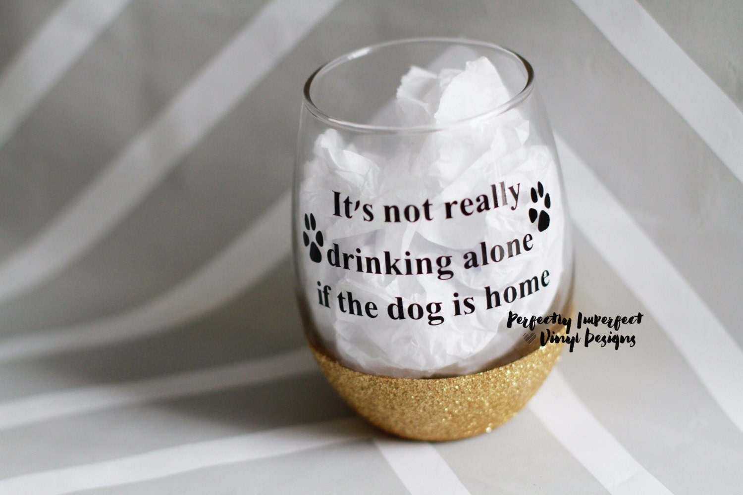 Stemless Wine Glass//Dog Lover Gift//Dog Mom Gift//Glitter