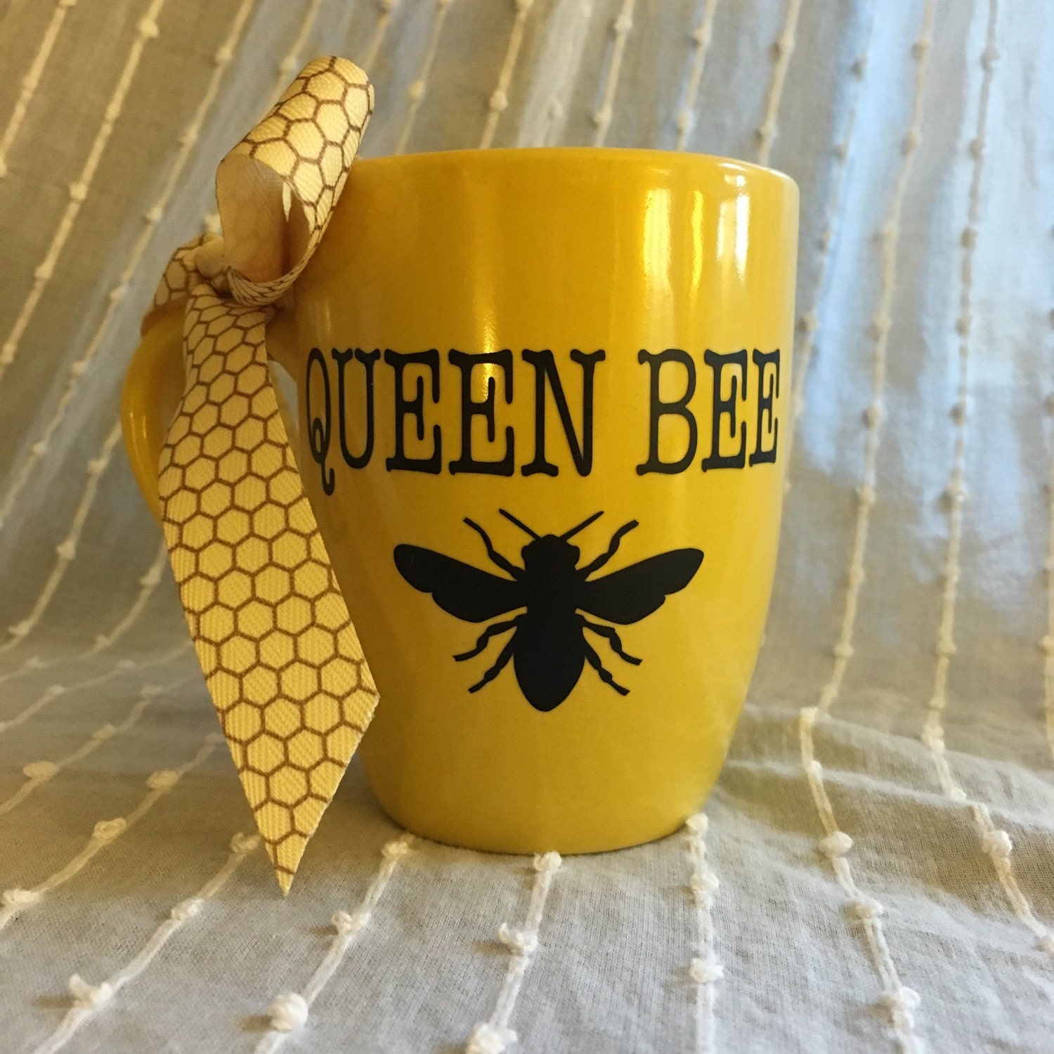 Coffee Cup Queen Bee. Bee Honey Bright by PawsAndPoppies on Etsy