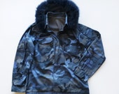 Navy Blue Camoflauge Jacket /CAMO Military Jacket , Hooded with Blue Faux Fur, Special edition FREE SHİPPİNG Navy Blue Camoflauge Jacket /CAMO Military Jacket , Hooded with Blue Faux Fur, Special edition FREE SHİPPİNG