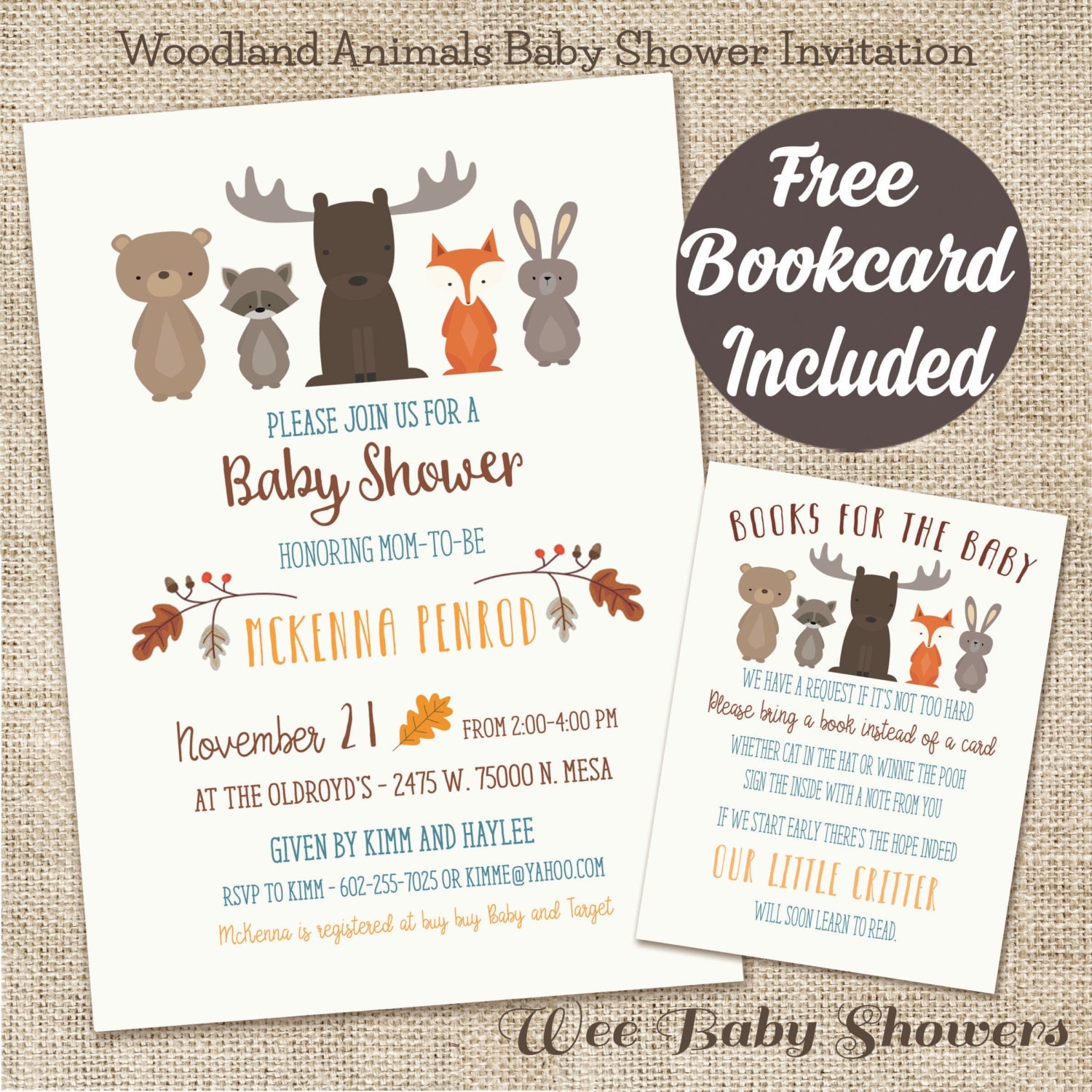 Woodland Animal Baby Shower Invitations 2