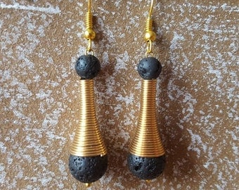 Lava - earrings gemstone earrings lava stones earrings gold plated