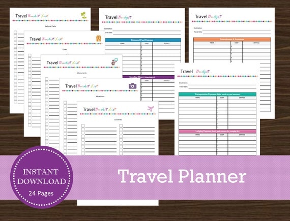 Travel Planner Printable and Editable Vacation Planner