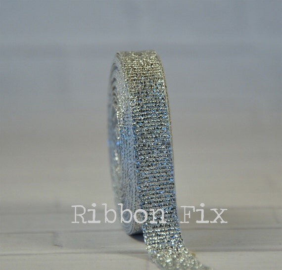 3 8 quot silver metallic tinsel grosgrain ribbon bling bow 3 8 quot silver metallic tinsel grosgrain ribbon bling bow