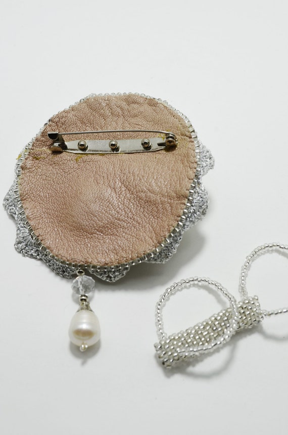 Silver Seed Beads Statement Wedding Necklace with Rose