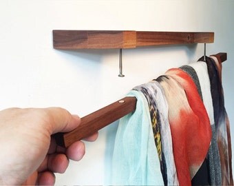 Magnetic Modern Walnut Wood Bracelet / Scarf Holder / Jewelry Display Organizer