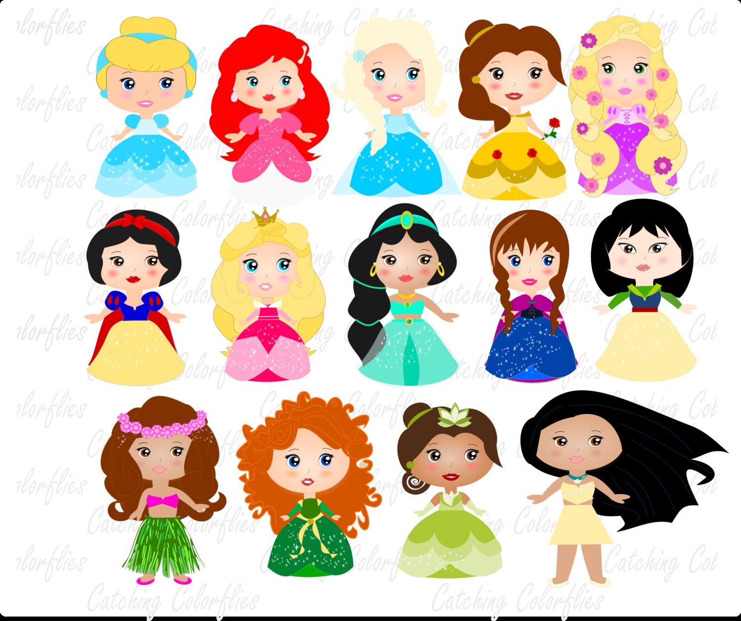 Princesses Clip art set Cute Princess PNG images