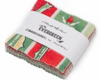 Moda Evergreen Mini Charm Pack by Basic Gray 42 2 1/2 inch Squares